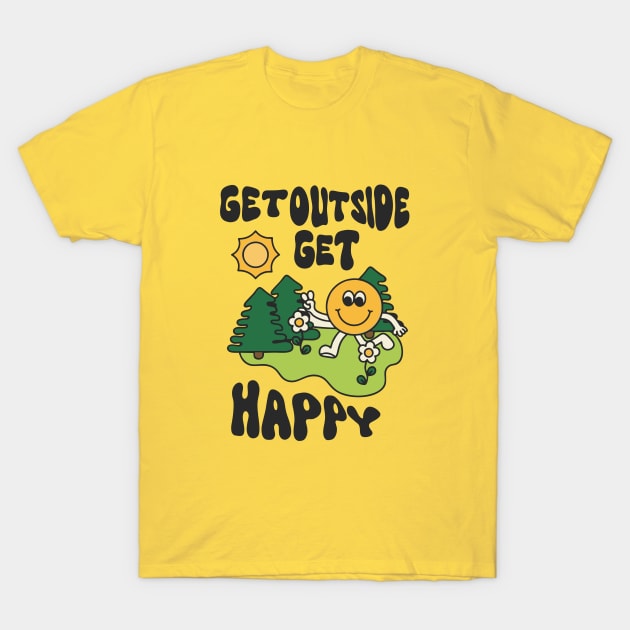 Get outside get happy T-Shirt by Qasim